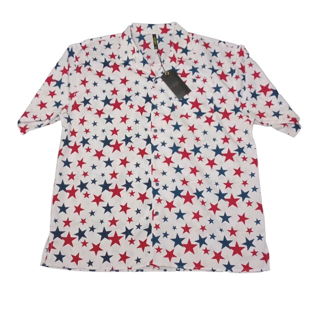 True Rock Men's 5XL Shirt New With Tags Stars American Button‎ Up Short Sleeve